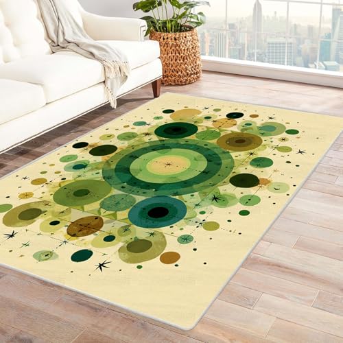 CUDAOO Bedruckter Innen-/Außenteppich Sternenkarte mit grünen Kreisen Teppich Wohnzimmer Schlafzimmer(Grün)-240x300cm von CUDAOO