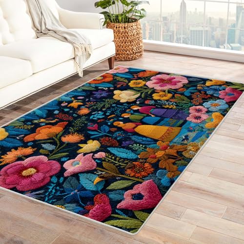 CUDAOO Bedruckter Innen-/Außenteppich Stickmalerei Teppich Wohnzimmer Schlafzimmer(Deine Farben)-60x90cm von CUDAOO