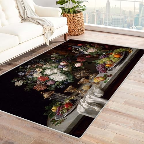 CUDAOO Bedruckter Innen-/Außenteppich Stillleben Für Wohnzimmer, Sofa, Tisch, Flur, Fußmatte,Schlafzimmer(Violett)-180x240cm von CUDAOO