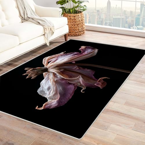 CUDAOO Bedruckter Innen-/Außenteppich Trockene Blütenblätter Für Wohnzimmer, Sofa, Tisch, Flur, Fußmatte,Schlafzimmer(Violett)-180x240cm von CUDAOO