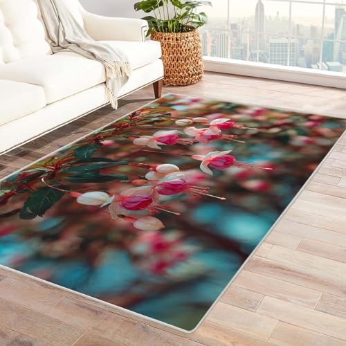 CUDAOO Bedruckter Innen-/Außenteppich Umkehrungs-Uhr Für Wohnzimmer, Sofa, Tisch, Flur, Fußmatte,Schlafzimmer(Lichtrosa)-210x300cm von CUDAOO