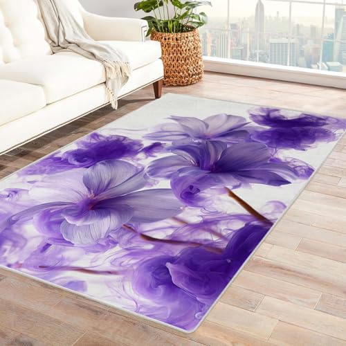 CUDAOO Bedruckter Innen-/Außenteppich Violett Feuerwerk Für Wohnzimmer, Sofa, Tisch, Flur, Fußmatte,Schlafzimmer(Violett)-180x240cm von CUDAOO