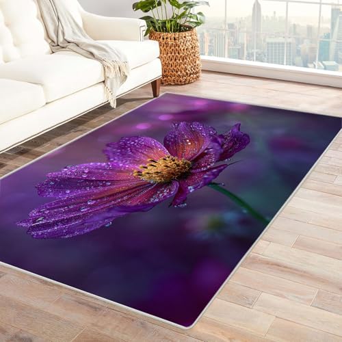 CUDAOO Bedruckter Innen-/Außenteppich Violett Herbst Teppich Wohnzimmer Schlafzimmer(Violett)-150x210cm von CUDAOO