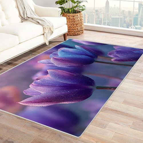 CUDAOO Bedruckter Innen-/Außenteppich Violett Teppich Wohnzimmer Schlafzimmer(Violett)-150x180cm von CUDAOO