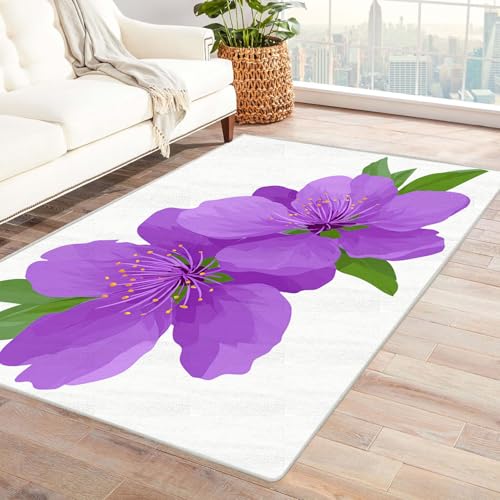 CUDAOO Bedruckter Innen-/Außenteppich Violette Illustration Teppich Wohnzimmer Schlafzimmer(Violett)-210x300cm von CUDAOO