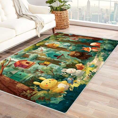 CUDAOO Bedruckter Innen-/Außenteppich Wald Sammlung Teppich Wohnzimmer Schlafzimmer(Grün)-210x270cm von CUDAOO