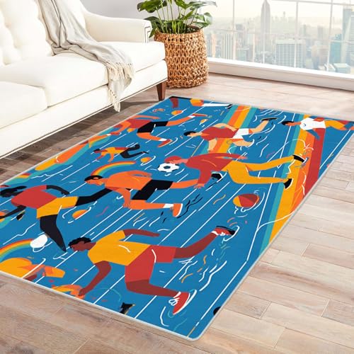 CUDAOO Bedruckter Innen-/Außenteppich Wasserlauf Für Wohnzimmer, Sofa, Tisch, Flur, Fußmatte,Schlafzimmer(Mehrfarbige)-210x300cm von CUDAOO