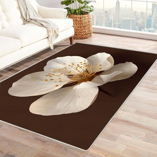 CUDAOO Bedruckter Innen-/Außenteppich Weiß Gelb Für Wohnzimmer, Sofa, Tisch, Flur, Fußmatte,Schlafzimmer(Blau)-210x270cm von CUDAOO