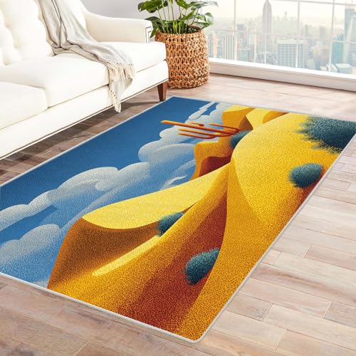 CUDAOO Bedruckter Innen-/Außenteppich Wüstensäule Für Wohnzimmer, Sofa, Tisch, Flur, Fußmatte,Schlafzimmer(Gelb)-120x150cm von CUDAOO