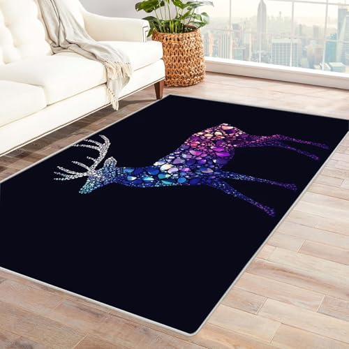 CUDAOO Blumen- Und Pflanzenmuster Edelsteinhirsch Tepich Moderne Wohnzimmer Vintage-Blume Schlafzimmer(Violett)-240x300cm von CUDAOO