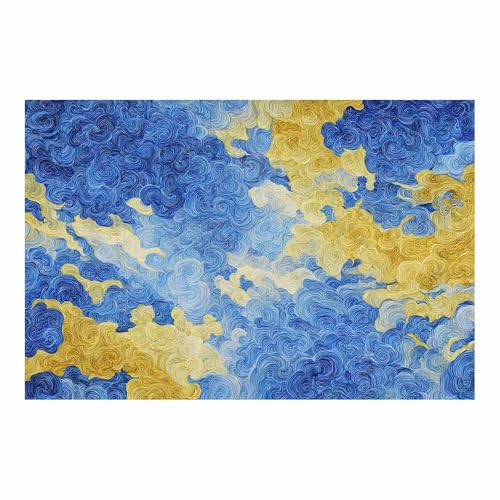 CUDAOO Deko Canvas Painting Abstrakt Kunst Leinwand ästhetisch dekoratives Gemälde Blau-gelbe Wolken Wohnzimmer Wohnung Deko Kunstdrucke(Blau76)-40x60cm Ungerahmt von CUDAOO