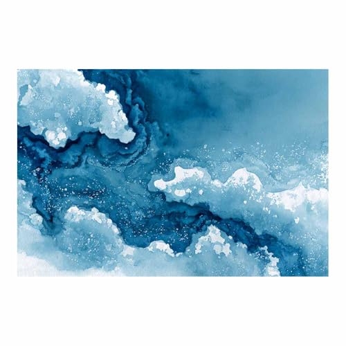 CUDAOO Deko Canvas Painting Abstrakt Kunst Leinwand ästhetisch dekoratives Gemälde Blaue Wasserfarbe Wohnzimmer Wohnung Deko Kunstdrucke(Bleu verstecken103)-60x90cm Ungerahmt von CUDAOO
