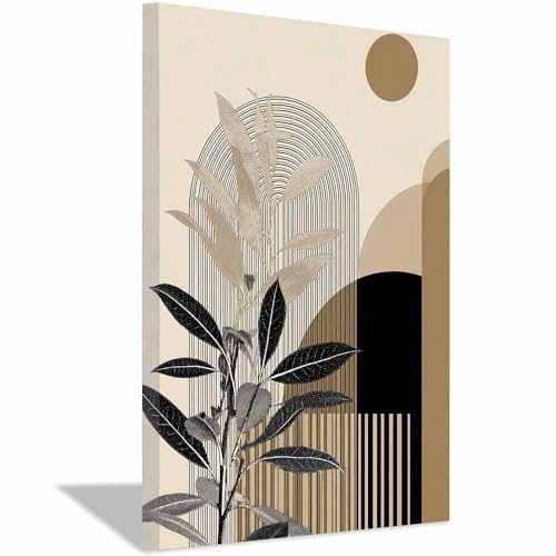 CUDAOO Deko Canvas Painting Abstrakt Kunst Leinwand ästhetisch dekoratives Gemälde Botanische Malerei Wohnzimmer Wohnung Deko Kunstdrucke(Kamelfarbe187)-60x80cm Gerahmt von CUDAOO