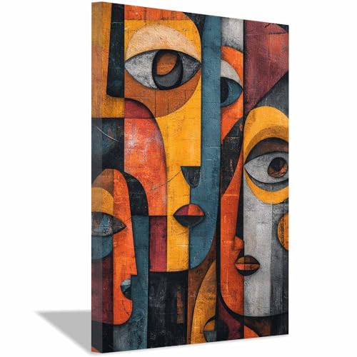 CUDAOO Deko Canvas Painting Abstrakt Kunst Leinwand ästhetisch dekoratives Gemälde Facettenreiches Bild Wohnzimmer Wohnung Deko Kunstdrucke(Orange235)-60x90cm Gerahmt von CUDAOO
