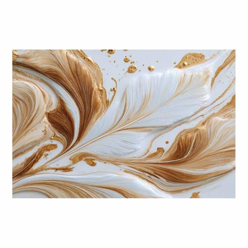 CUDAOO Deko Canvas Painting Abstrakt Kunst Leinwand ästhetisch dekoratives Gemälde Gold-weißes Muster Wohnzimmer Wohnung Deko Kunstdrucke(Kaki106)-20x30cm Ungerahmt von CUDAOO