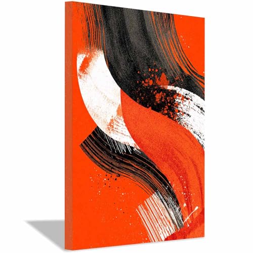 CUDAOO Deko Canvas Painting Abstrakt Kunst Leinwand ästhetisch dekoratives Gemälde Orange-schwarze Malerei Wohnzimmer Wohnung Deko Kunstdrucke(Orange brennen238)-20x30cm Gerahmt von CUDAOO
