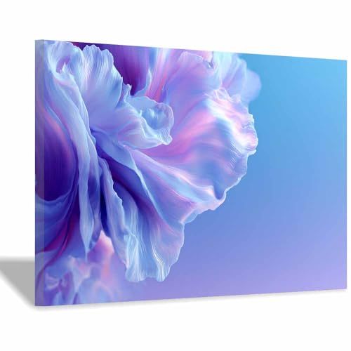 CUDAOO Deko Canvas Painting Abstrakt Kunst Leinwand ästhetisch dekoratives Gemälde Rosa-blaue Blume Wohnzimmer Wohnung Deko Kunstdrucke(Lichtviolett58)-60x80cm Gerahmt von CUDAOO