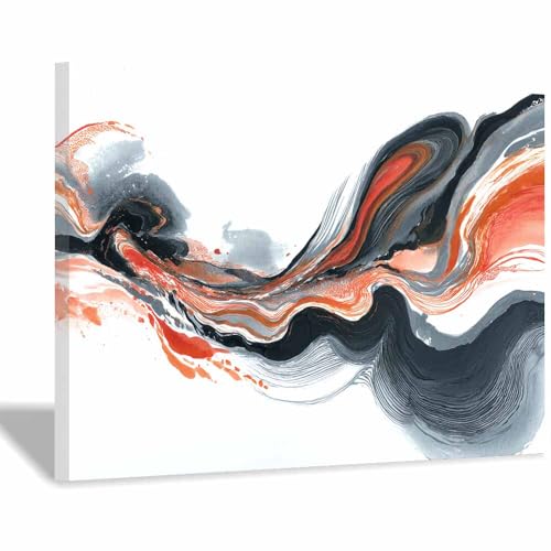 CUDAOO Deko Canvas Painting Abstrakt Kunst Leinwand ästhetisch dekoratives Gemälde Tuschemuster Wohnzimmer Wohnung Deko Kunstdrucke(Grau115)-20x30cm Gerahmt von CUDAOO