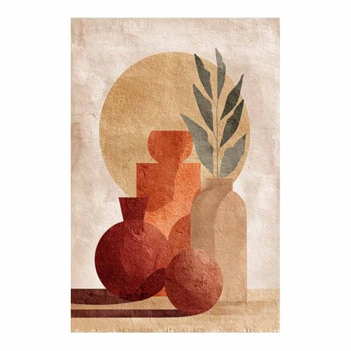 CUDAOO Deko Canvas Painting Abstrakt Kunst Leinwand ästhetisch dekoratives Gemälde Vase und Blatt Wohnzimmer Wohnung Deko Kunstdrucke(Braun280)-70x100cm Ungerahmt von CUDAOO