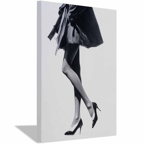 CUDAOO Exquisite Abstrakte Kunst auf minimalistische Wandbilder Leinwand Figurenmalerei Neutralem Hintergrund für Home Hotel Office Wanddekoration(schwarz189)-20x30cm Gerahmt von CUDAOO