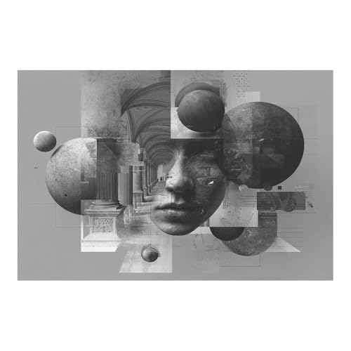 CUDAOO Exquisite Abstrakte Kunst auf minimalistische Wandbilder Leinwand Gesichtsball Neutralem Hintergrund für Home Hotel Office Wanddekoration(Dunkelgrau33)-40x60cm Ungerahmt von CUDAOO