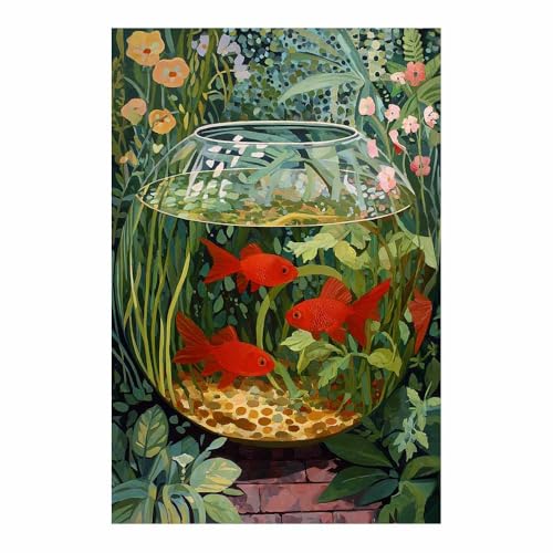 CUDAOO Exquisite Abstrakte Kunst auf minimalistische Wandbilder Leinwand Goldfischglas Neutralem Hintergrund für Home Hotel Office Wanddekoration(Grün180)-60x90cm Ungerahmt von CUDAOO