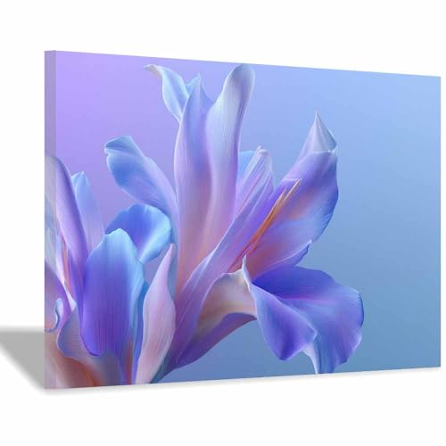 CUDAOO Exquisite Abstrakte Kunst auf minimalistische Wandbilder Leinwand Schillernde Blume Neutralem Hintergrund für Home Hotel Office Wanddekoration(Blau144)-20x30cm Gerahmt von CUDAOO