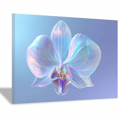 CUDAOO Exquisite Abstrakte Kunst auf minimalistische Wandbilder Leinwand Schillernde Blume Neutralem Hintergrund für Home Hotel Office Wanddekoration(Schatzblau135)-60x80cm Gerahmt von CUDAOO