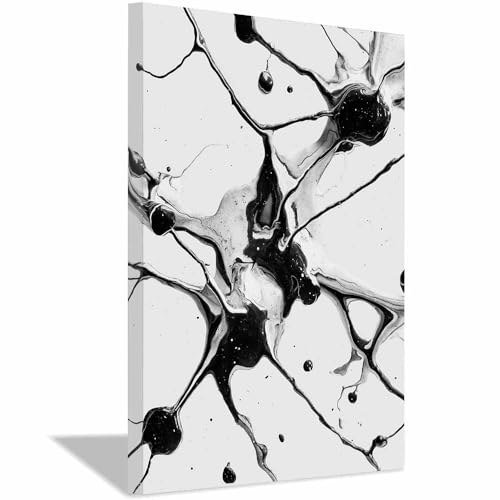 CUDAOO Exquisite Abstrakte Kunst auf minimalistische Wandbilder Leinwand Tintenflecken Neutralem Hintergrund für Home Hotel Office Wanddekoration(Schwarz Weiß222)-40x60cm Gerahmt von CUDAOO