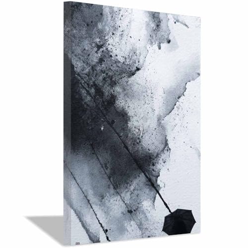 CUDAOO Exquisite Abstrakte Kunst auf minimalistische Wandbilder Leinwand Tintenschirm Neutralem Hintergrund für Home Hotel Office Wanddekoration(schwarz279)-60x90cm Gerahmt von CUDAOO