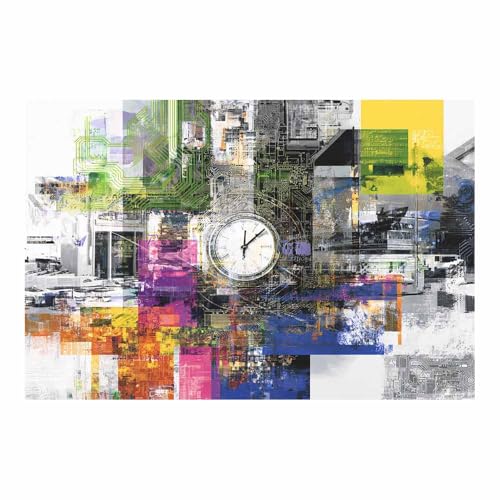 CUDAOO Exquisite Abstrakte Kunst auf minimalistische Wandbilder Leinwand Uhrencollage Neutralem Hintergrund für Home Hotel Office Wanddekoration(Mehrfarbige84)-60x90cm Ungerahmt von CUDAOO