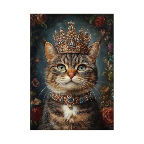 CUDAOO Leinwandbild Tiere Katze, Kronen-Marderkatze moderne Wanddekoration Schlafzimmer Wohnzimmer Küche - 60x80cm Ungerahmt(Kastanienfarbe) von CUDAOO