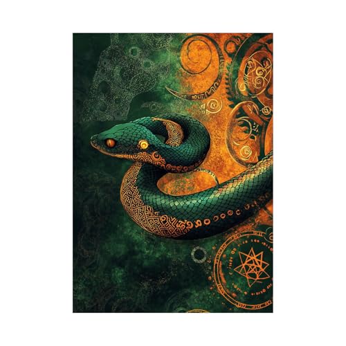 CUDAOO Leinwandbild mit Tiermotiven Farbige Schlange für Wohnzimmer Schlafzimmer moderne Heimdekoration(Grün)-20x30cm Ungerahmt von CUDAOO