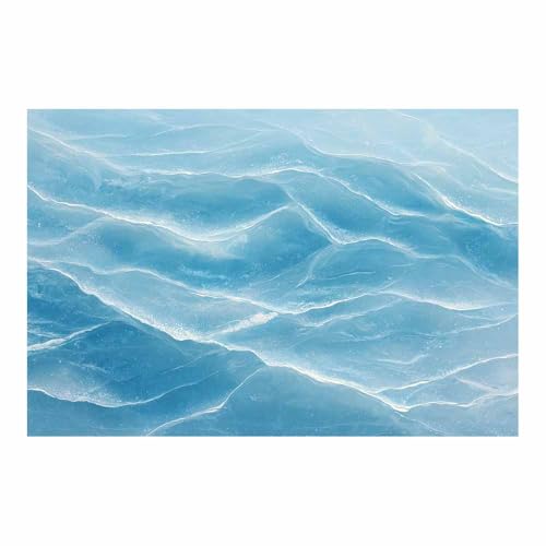 CUDAOO Leinwandbilder Moderne Kunst Abstrakte Wanddeko Kunstdrucke Blaue Wasserwellen für Schlafzimmer Home Wohnung Bild Wohnzimmer(Hellblau23)-60x80cm Ungerahmt von CUDAOO