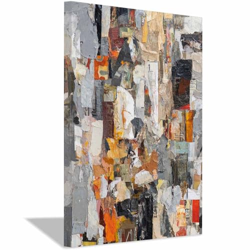 CUDAOO Leinwandbilder Moderne Kunst Abstrakte Wanddeko Kunstdrucke Collage für Schlafzimmer Home Wohnung Bild Wohnzimmer(Grau188)-20x30cm Gerahmt von CUDAOO
