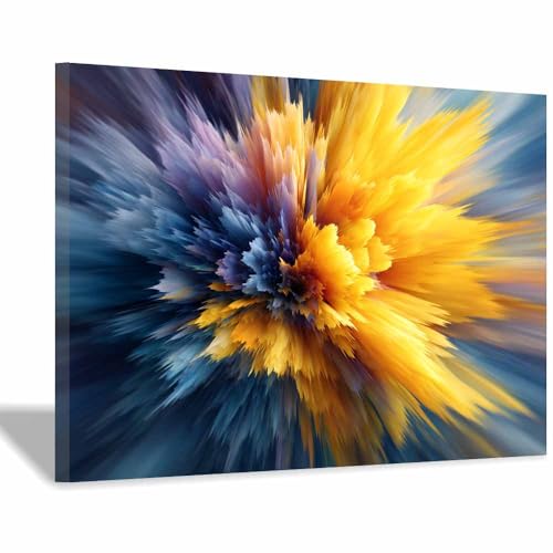CUDAOO Leinwandbilder Moderne Kunst Abstrakte Wanddeko Kunstdrucke Explodierende Blume für Schlafzimmer Home Wohnung Bild Wohnzimmer(Gelb62)-60x90cm Gerahmt von CUDAOO