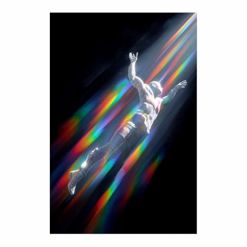 CUDAOO Leinwandbilder Moderne Kunst Abstrakte Wanddeko Kunstdrucke Figur im Licht für Schlafzimmer Home Wohnung Bild Wohnzimmer(Mehrfarbige215)-60x90cm Ungerahmt von CUDAOO