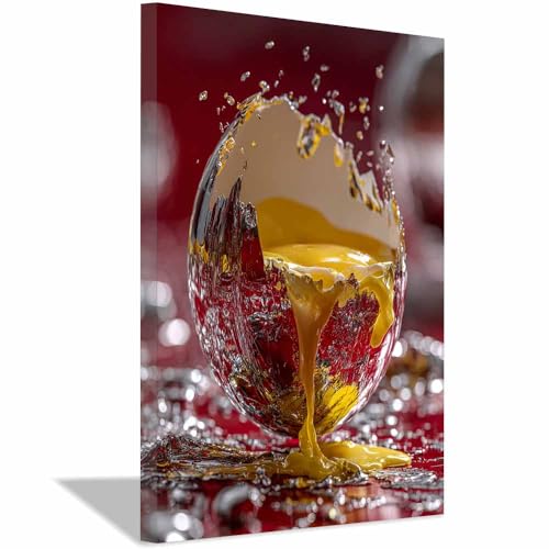 CUDAOO Leinwandbilder Moderne Kunst Abstrakte Wanddeko Kunstdrucke Gebrochene Eierschale für Schlafzimmer Home Wohnung Bild Wohnzimmer(Gelb161)-40x60cm Gerahmt von CUDAOO