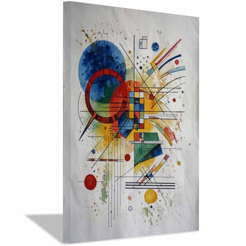 CUDAOO Leinwandbilder Moderne Kunst Abstrakte Wanddeko Kunstdrucke Geometrische Blöcke für Schlafzimmer Home Wohnung Bild Wohnzimmer(Mehrfarbige242)-60x80cm Gerahmt von CUDAOO