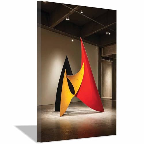 CUDAOO Leinwandbilder Moderne Kunst Abstrakte Wanddeko Kunstdrucke Geometrische Skulptur für Schlafzimmer Home Wohnung Bild Wohnzimmer(Rot218)-40x60cm Gerahmt von CUDAOO
