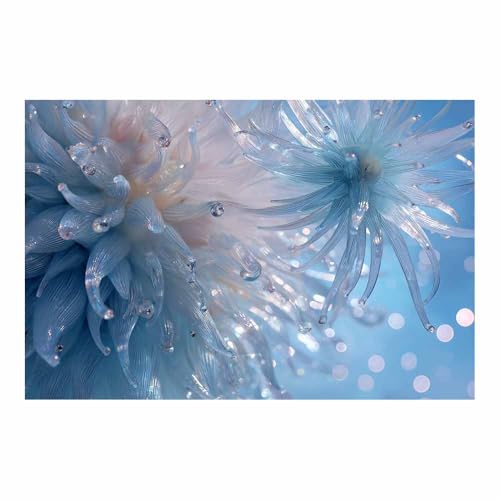 CUDAOO Leinwandbilder Moderne Kunst Abstrakte Wanddeko Kunstdrucke Glasblume für Schlafzimmer Home Wohnung Bild Wohnzimmer(Schatzblau20)-60x90cm Ungerahmt von CUDAOO