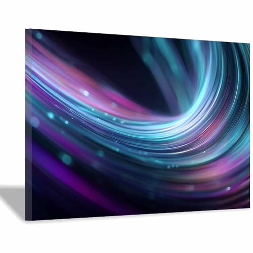 CUDAOO Leinwandbilder Moderne Kunst Abstrakte Wanddeko Kunstdrucke Lichtbänder für Schlafzimmer Home Wohnung Bild Wohnzimmer(Hellgrau Violett119)-60x80cm Gerahmt von CUDAOO