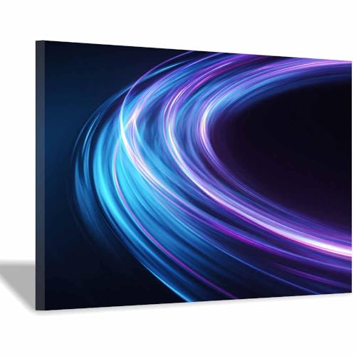 CUDAOO Leinwandbilder Moderne Kunst Abstrakte Wanddeko Kunstdrucke Lichtring für Schlafzimmer Home Wohnung Bild Wohnzimmer(Bleu verstecken38)-20x30cm Gerahmt von CUDAOO