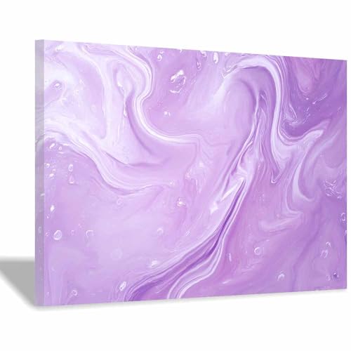 CUDAOO Leinwandbilder Moderne Kunst Abstrakte Wanddeko Kunstdrucke Lila Flüssigkeit für Schlafzimmer Home Wohnung Bild Wohnzimmer(Lichtviolett50)-70x100cm Gerahmt von CUDAOO