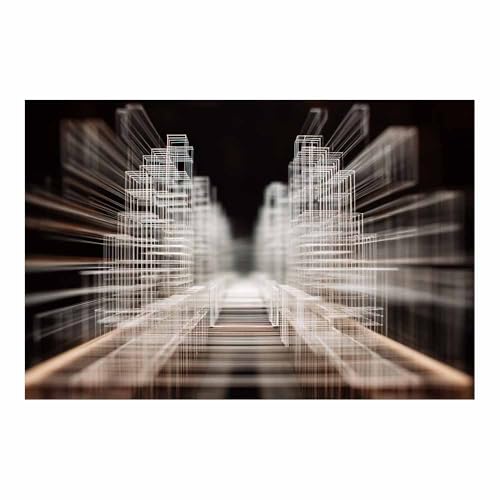 CUDAOO Leinwandbilder Moderne Kunst Abstrakte Wanddeko Kunstdrucke Linienstädte für Schlafzimmer Home Wohnung Bild Wohnzimmer(Kaki11)-60x90cm Ungerahmt von CUDAOO
