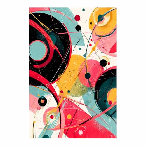 CUDAOO Leinwandbilder Moderne Kunst Abstrakte Wanddeko Kunstdrucke Mehrfarbiger Kreis für Schlafzimmer Home Wohnung Bild Wohnzimmer(Rosa248)-70x100cm Ungerahmt von CUDAOO