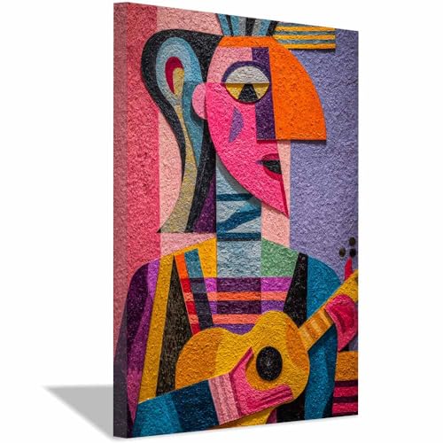 CUDAOO Leinwandbilder Moderne Kunst Abstrakte Wanddeko Kunstdrucke Musiker spielt Musik für Schlafzimmer Home Wohnung Bild Wohnzimmer(Rosa191)-20x30cm Gerahmt von CUDAOO