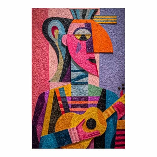 CUDAOO Leinwandbilder Moderne Kunst Abstrakte Wanddeko Kunstdrucke Musiker spielt Musik für Schlafzimmer Home Wohnung Bild Wohnzimmer(Rosa191)-70x100cm Ungerahmt von CUDAOO