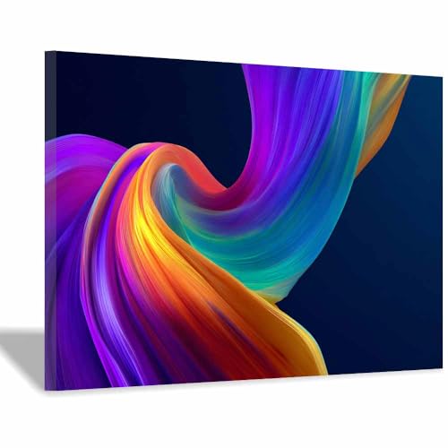 CUDAOO Leinwandbilder Moderne Kunst Abstrakte Wanddeko Kunstdrucke Regenbogenfluss für Schlafzimmer Home Wohnung Bild Wohnzimmer(Mehrfarbige35)-40x60cm Gerahmt von CUDAOO
