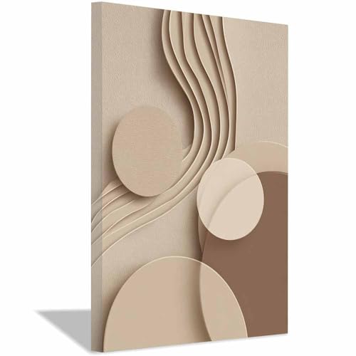 CUDAOO Leinwandbilder Moderne Kunst Abstrakte Wanddeko Kunstdrucke Reis Geometrie für Schlafzimmer Home Wohnung Bild Wohnzimmer(Beige296)-40x60cm Gerahmt von CUDAOO
